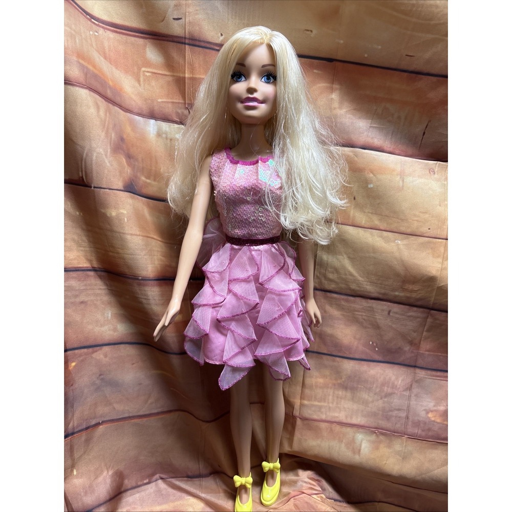 28" Just Play Barbie Best Fashion Friend Large Doll Pink Dress CLEAN BRUSHED